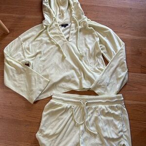 J. Crew neon yellow Hoodie shorts Set